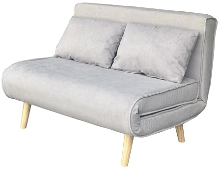 MUEBLIX.COM - Sofa Cama Ocenilla 2 Plazas, Sofa Cama Estilo Futón, Tela, Sillón Cama, Cama Sofa, 3 Posiciones (Sentado, Relax y Cama), Apertura Clic-Clac, Sofa de Diseño, Color Gris