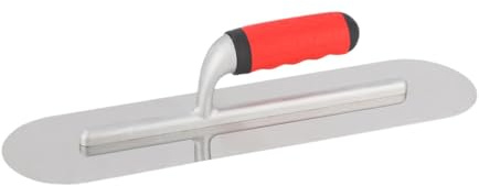 FewNvWa Truelle de Lissage en Acier Inoxydable avec Tête Arrondie, avec Plastique poignée,Truelle à Enduire Platoir de Maçon Lisseuse pour Cloison Sèche Appropriée, Mastic, Plâtre, Béton, 40cmx10cm