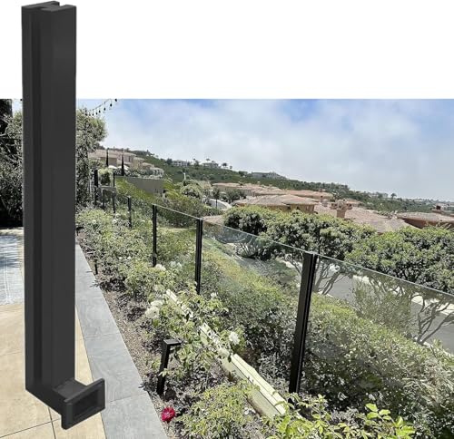 PEYNIR Ringhiera Vetro Scale Interne Esterni Supporto Laterale per ringhiera in Vetro temperato per Esterni, di Altezza Colonna con Pannelli Antivento per Ville Portico(Black Mid Post,120cm Tall)
