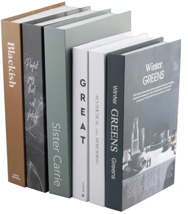 YunBey 6er Set Deko-Bücher, Nordic minimalistisch | 6 hochwertige Scheinbücher – stapelbar und vielseitig. Perfekt als Deko für Regale, Couchtische und Wohnzimmer.