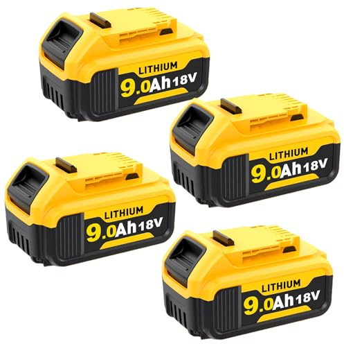4Stück 9000mAh Ersatzakku für DeWalt Akku 18V Ersatz für DeWalt Akku DCB184 DCB200 DCB1820 DCB181 DCB182 DCB201 DCB200-2 für kabellose Werkzeuge mit LED-Ladeanzeige，9.0-4