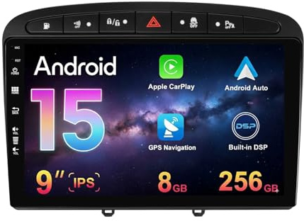 MISONDA 8G+256G Autoradio para Peugeot 308/408 (2007-2015) Android 15 IPS 10 Pulgadas IPS Pantalla Táctil- GPS Navigation CarPlay Android Auto DSP Bluetooth WiFi Dab