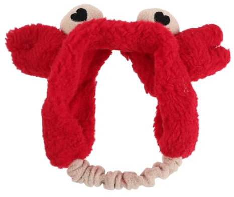 Bandeau Crabe Rouge en Peluche à Grands Yeux, Accessoire Cosplay | Style Amusant et Original, Maintien Confortable, Gestion Facile des Cheveux pour Maquillage et Nettoyage