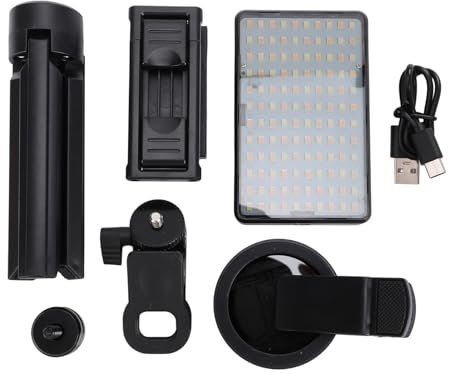 Srliya Lot de 120 Lampes de Remplissage LED pour Diffusion en Direct avec Angle D'éclairage de 120°, Température de Couleur de 2 500 K à 9 000 K, Pince Polarisante CPL et Trépied pour