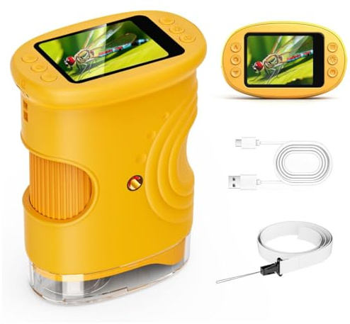 Rabano Kinder-Digitalmikroskop mit 1000× Vergrößerung – Tragbares Taschenmikroskop für Garten, Wald & Experimente – HD-Digitalscreen