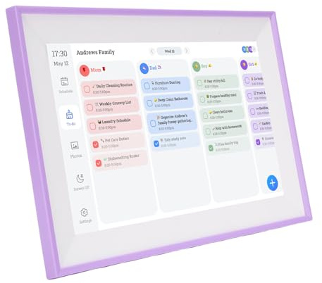 Yunseity 10,1 Smart Digital Kalender, Elektronisk Pekskärmsdiagram för Familjeplanering med WiFi-synkronisering, Fotoramsskärm och Uppgiftshanteringssystem