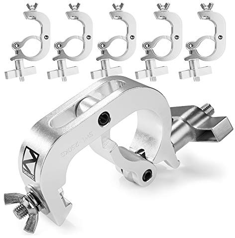 BeamZ BC50-250Q Quick Clamp Lighting Coupler Set, 6x Aluminium Slimline Truss Clamps, Heavy-Duty DJ Stage Fixtures Bracket, 48-51mm, 250kg SWL Capacity