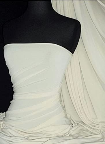 Premium Quality Soft Touch Elastane | Stretch Dressmaking Fabric | Sold by The Metre | 50+ Colours in Stock | Same Day Dispatch | by Tia Knight (Q36) (Ivory, 1 Metre)