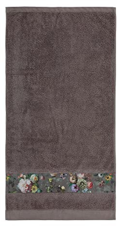 ESSENZA Handtuch Fleur Taupe, 60x110 cm - 97% Baumwolle, 3% Polyester - Blumen Pfingstrosen Tulpen