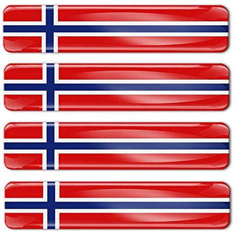 Biomar Labs® 4 x Aufkleber 3D Gel Silikon Stickers Norway Norwegen Norwegische Flagge Fahne Flag Autoaufkleber F 15