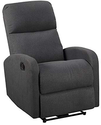 Happy Garden Fauteuil inclinable Max Gris Anthracite. Fauteuil de Salon Relax en Tissu Gris Anthracite avec Inclinaison Manuelle et Repose-Pieds.