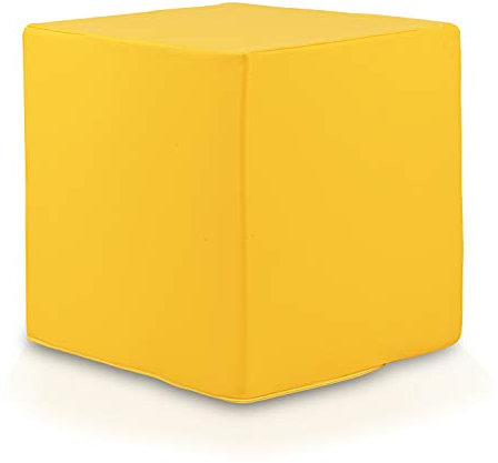 Ecopuf Cube - Sitzhocker Hocker Kunstleder Lederimitat Sitzbox Quader Würfel Pouf Ottomane Fußbank für's Wohnzimmer Wohneinrichtung 40x40x40 cm Faber Zitronengelb E18