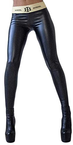 FRAUIT Damen Schwarz Leggings Kunstleder Leder Hosen Skinny Hose färben die Hüften als superelastische Schlanke Schlankheitshose S-3XL