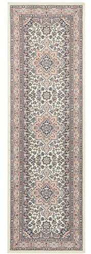 Hanse Home Nouristan Mirkan Orient Teppich – Wohnzimmerteppich Orientalisch Kurzflor Vintage Orientalischer Teppich für Esszimmer, Wohnzimmer, Schlafzimmer – Creme Rosa, 80x250cm