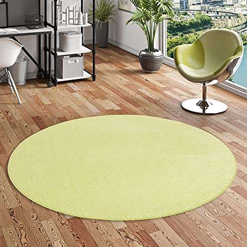 Snapstyle Hochflor Velours Teppich Luna Lindgrün Rund in 7 Größen