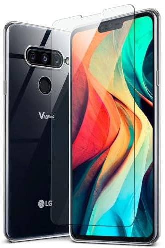 moex 3 in 1 Pack für LG V40 ThinQ Hülle mit 2X Panzer Schutzglas Folie, [Aero Case + ShockProtect Glas] Komplettschutz Handyhülle durchsichtig aus Silikon Schutzhülle, Clear