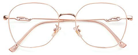 SaNgaiMEi Brille Anti Blaulicht Brille Computerbrille,Sehstärke Metallgestell Brille Pc Gaming Bluelight,Brille mit Blaulichtfilter blockieren Blaue Licht(Roségold Rahmen)