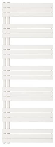 Aquabad Badheizkörper Fornax, moderner Handtuchwärmer fürs Badezimmer, Größe: 60 x 164 cm, Heizleistung 832 Watt, Farbe: Weiß, seitlich versetzter Mittelanschluss 50mm, Design