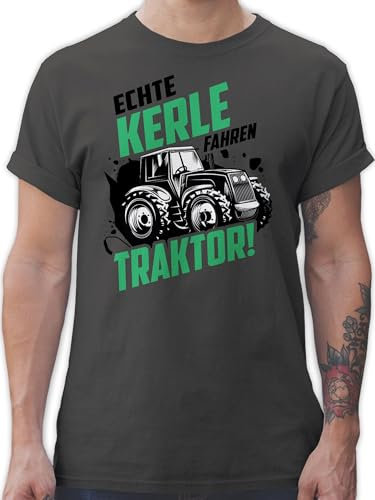 T-Shirt Herren - Traktoren - Echte Kerle Fahren Traktor Trecker Landwirt Bauer Geschenk - XXL - Dunkelgrau - Geschenke für Bauern Tshirt Landwirtschaft Landwirte Shirt t traktorfan männer Shirts