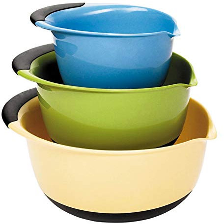 Shunfaji - Juego de 3 ensaladeras, ensaladera de plástico duro, suministros de decoración de cocina multifunción para ensalada, frutas, aperitivos y mucho más.