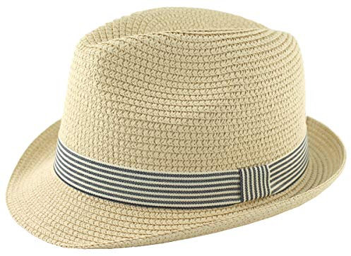 Hawkins Stroh-Trilby mit blauem Band, natur, 38