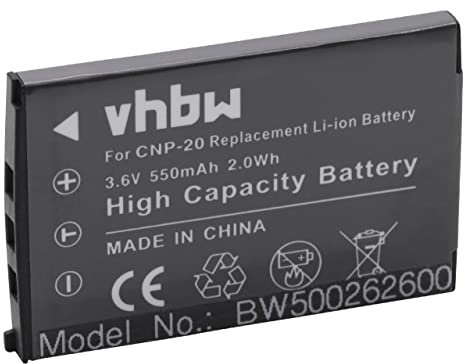 vhbw Akku kompatibel mit Casio Exilim EX Serie EX-23, EX-M1, EX-M2, EX-M20, EX-S1 Kamera Digicam DSLR (550mAh, 3,6V, Li-Ion)