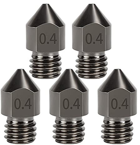 MK8-Düse aus gehärtetem Stahl, 0,4 mm, Hotend-Extruder, Metalldüse für Ender 3s 3 Pro, CR-10 3D-Drucker, 1,75 mm Filament, 5 Stück