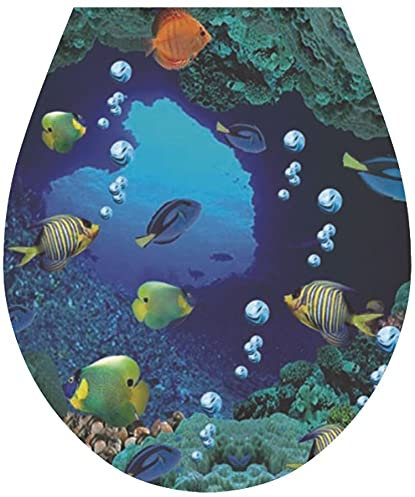'Reef' WC Seat Sticker Toilet Lid Cover Bathroom Art 32x38cm