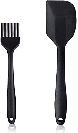 Spatules en Silicone, Set de 2 Cuisine Pinceau et Spatule Patisserie Résistant à la Chaleur Spatule Avec âme en Acier Inoxydable Antiadhésifs Ustensiles pour la Barbecue Gâteaux Cuisson Crème Remuer