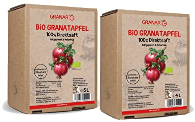 2 x 5 Liter Bio Granatapfel Direktsaft, 100% Granatapfelsaft, Bio, Kaltgepresst