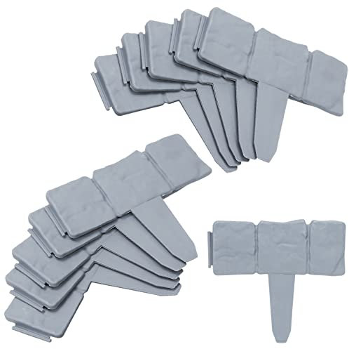 Fiqops Rasenkante Kunststoff 17.5M Grau 70 Stücke Beeteinfassung Steinoptik Garden Border aus Polypropylen Mähkante Beetumrandung Palisade Garten dekorativ 1 Element BxHxT: 25x23x1 cm