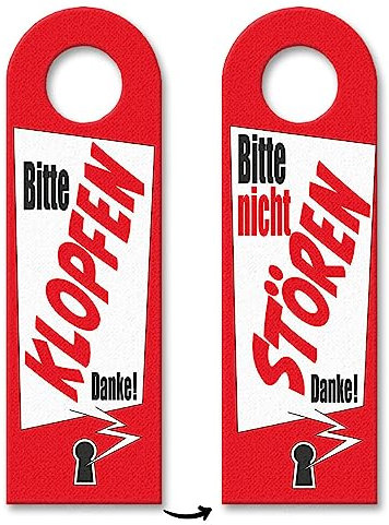Bitte nicht stören oder klopfen Türhänger mit Schlüsselloch Motiv in rot als praktisches Türschild für Menschen die nicht gestört werden wollen wenn sie am arbeiten sind