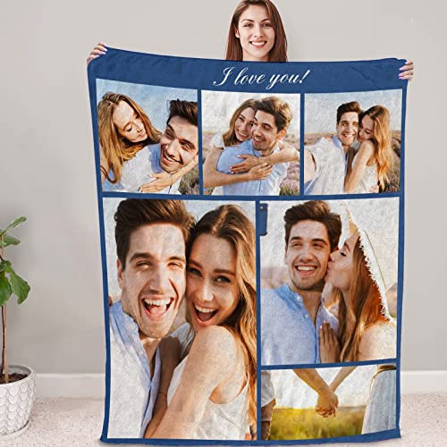 NIBESSER Personalisierte Decke Mit Foto Text Super Weich Personalisierte Fotodecke Personalisierte kuscheldecke Collage, für Geburtstag Weihnachten Hochzeit Jahrestag Geschenk