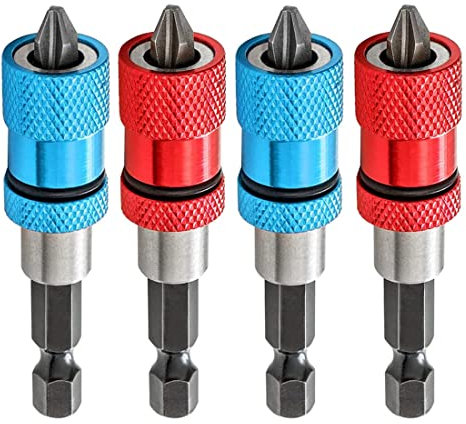 Saipor 4 Stück Magnetischer Trockenbau Bit Bithalter 1/4 Zoll Sechskantschaft Trockenbauschrauber Aufsatz Schnellwechsler Bitaufnahme Magnethalter Schraubendreher Set Schraubvorsatz Trockenbau