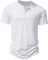 LucMatton Men's Casual Short Sleeve Slim Fit Henley Shirt Stylish 4 Buttons Muscle T-Shirts White X-Large
