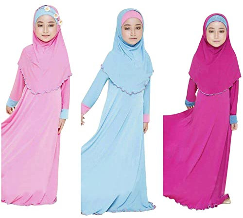Ramadan Abaya für muslimische islamische Babymädchen mit Hijab in voller Länge Robe Burka Maxi Kleinkind Baby Mädchen Kleider Body Neugeborene