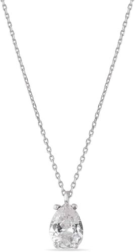 Einzelstück Halskette mit Tropfen Kristall Anhänger; 925 Sterling Silber, Rosegold, Gold (Blanco Simple Silver)
