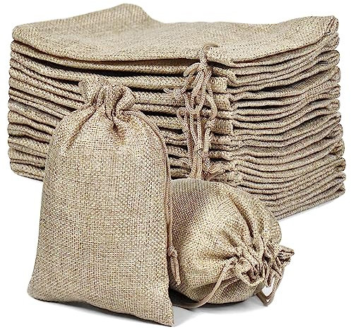 Feuerlos 30 Stück Baumwolle Säckchen mit Kordelzug, 13 x 18 cm Jutesäckchen mit Kordelzug, Jutebeutel Kleine Stoffbeutel für Hochzeit Haus Mitbringsel Lieferungen Handwerk Halloween Weihnachten