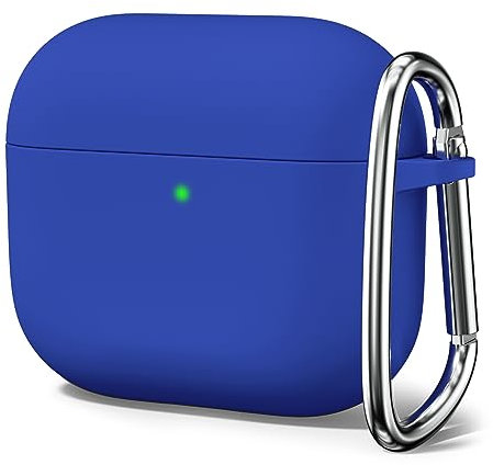 Oakxco für Airpods 3 Hülle Karabiner, Wasserdicht und Stoßfest Silikon Protective Case, Apple Airpods 3rd Generation Case Dünn Weiches, Elegant Kawaii Einfarbig Design für Damen Männer, Blau