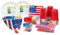 HEKU Kit de fête américain de 191 pièces I Assiettes en carton Ø 23 cm, gobelets rouges, serviettes 3 couches 33 x 33 cm, pic décoratif, guirlande de fanions 10 m I Parfait pour les fêtes à thème et