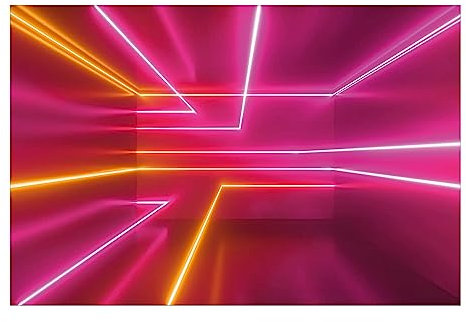 Bilderwelten Fototapete Gaming Pinke Neonstreifen 255 x 384 cm Vlies-Tapete XXL Premium Wandtapete Wanddekoration Wohnzimmer Schlafzimmer