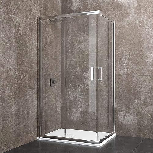 Box Doccia Rettangolare 195 Cm H Cabina Bagno Con Porte Scorrevoli Ante In Cristallo Temperato Trasparente da 6 mm Struttura Alluminio Anodizzato Maniglie in Acciaio Cromato (70 x 110 Cm)