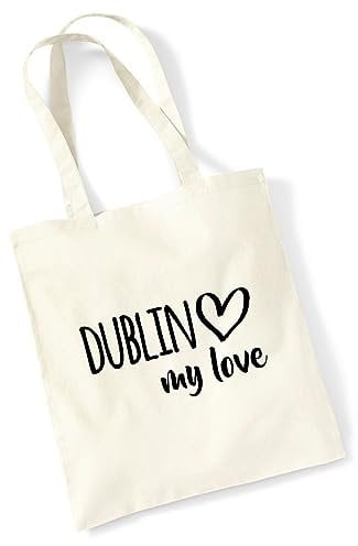 Huuraa Tasche Dublin my love Geschenk 10 Liter Natural Baumwolle Dublin Accessoire