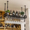 Deckenregal Weinregal, Decken-Weinregal, hängender Weinglashalter, Vintage-Weinflaschenhalter mit Stielglashalter, an der Wand montierter Weinhalter, höhenverstellbar (Size : 120x35x21cm)