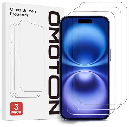 OMOTON Displayschutzfolie für iPhone 15/15 Pro, Premium-Hartglasfolie für iPhone 15 und iPhone 15 Pro, Kratzfest, 9H-Härte, HD-klar, 3er-Pack