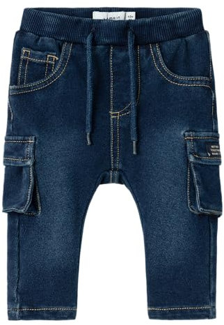 NAME IT Baby - Jungen Nbmben Bag SWE Cargo 2770-tr Noos Schlupfjeans, Dark Blue Denim, 62 EU
