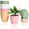 FORAGIFT Lot de 16 pots de fleurs en plastique robustes et élégants pour intérieur avec trous de drainage et plateau pour plantes Multicolore 15 cm