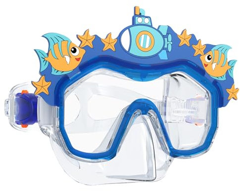 Gafas de Buceo,VUENICEE Máscara de Buceo Infantil para Niños y Niñas de 4-12 Años,Máscara Antiniebla Cristal Templado,Gafas de Natación con Cubierta de la Nariz para Esnórquel,Natación,Azul