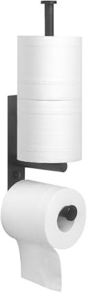 JSVER Porte Papier Toilette Mural,Support Papier Toilette Self adhésive Porte Rouleau Toilette avec Fonction de Stockage Acier Inoxydable pour Cuisine ou Salle de Bain-Noir