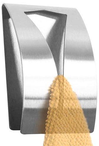 RICOO Crochet Adhésif Mural, Crochets en Acier Inoxydable - Porte Manteau Salle de Bain - MH017-1 Idéal pour Serviettes et Torchons - Installation Sans Percage, 1 pièce